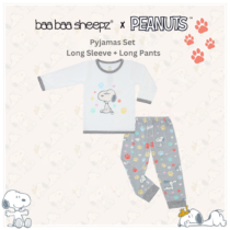 BaaBaaSheepz Pyjamas Set - Peanut Snoopy Shirt Long Sleeve Dreamy Paws S03 White + Pants Long Dreamy Paws S01 Grey_01