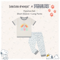BaaBaaSheepz Pyjamas Set - Peanut Snoopy Shirt Short Sleeve Dreamland Doodles S04 Yellow + Pants Long Dreamland Doodles S01 White_01