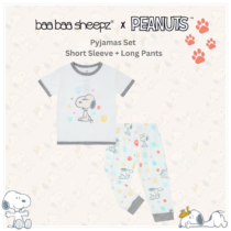 BaaBaaSheepz Pyjamas Set - Peanut Snoopy Shirt Short Sleeve Dreamy Paws S03 White + Pants Long Dreamy Paws S01 White_01