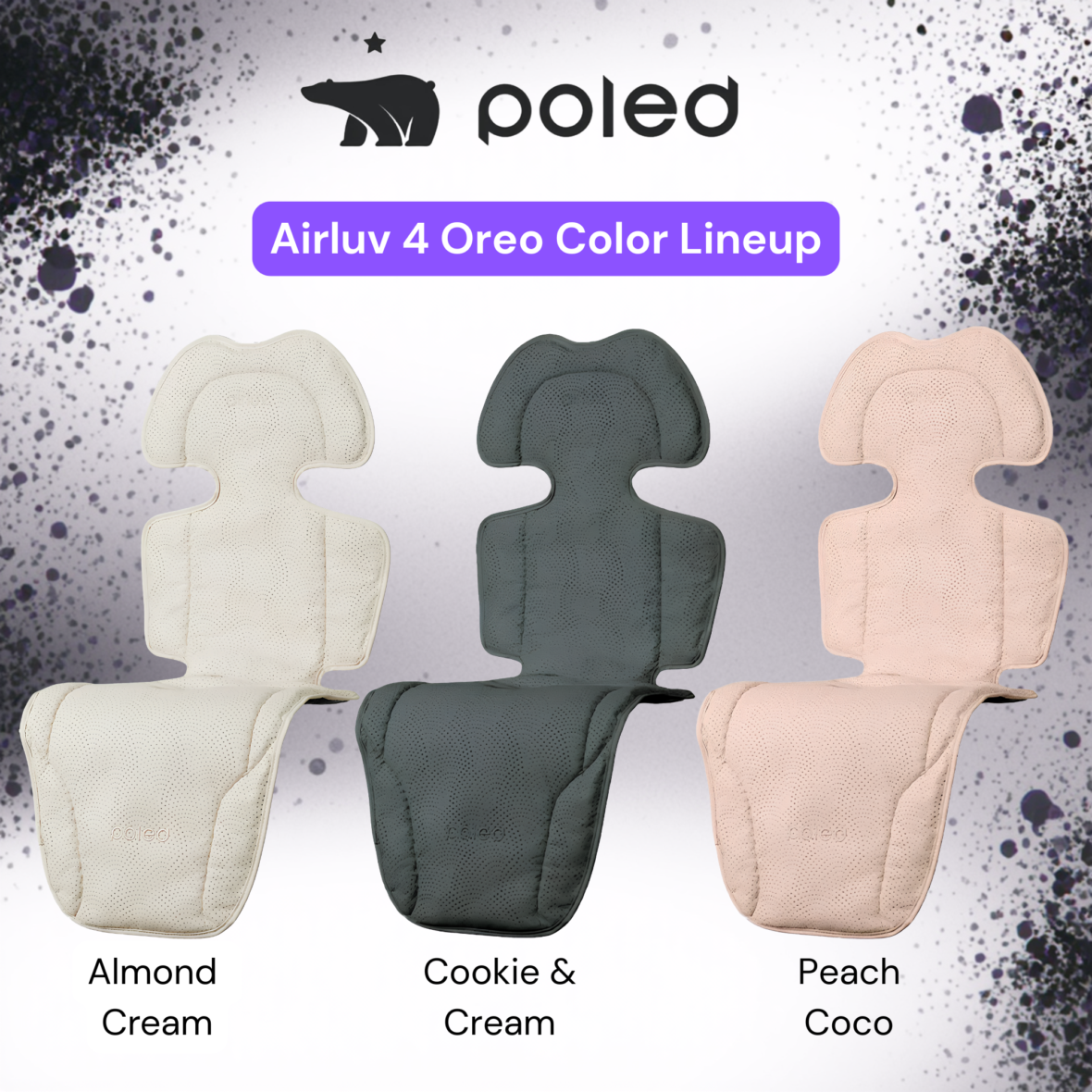 Poled AirLuv 4 Oreo Baby Cooling Stroller Pad With Fan & Air Purifying