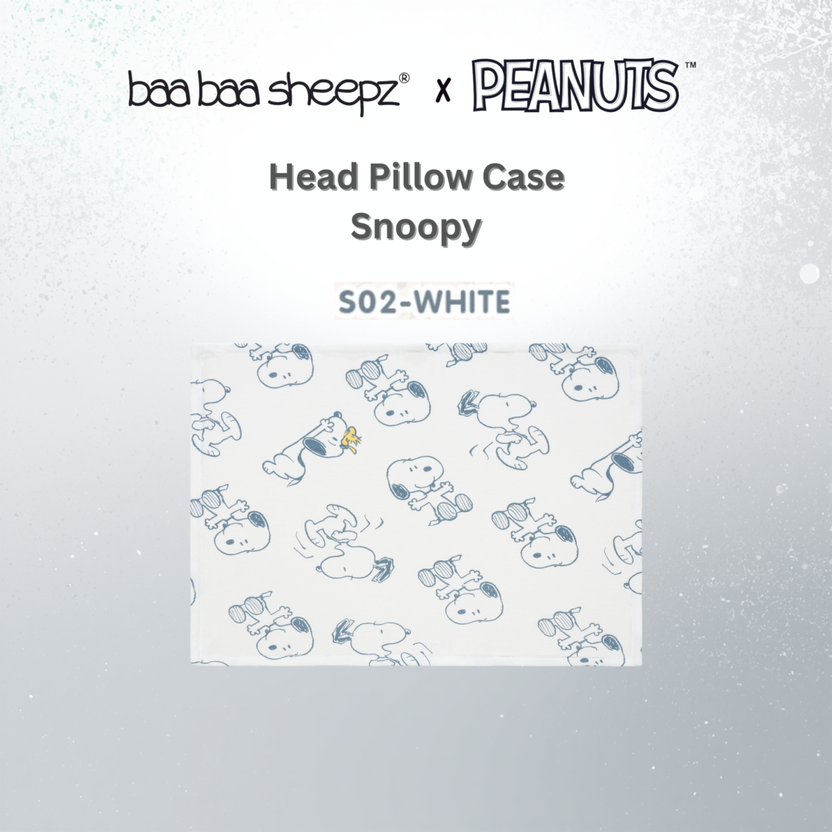 BaaBaaSheepz Head Pillow Case – Peanut Snoopy Dreamland Doodles S02 White
