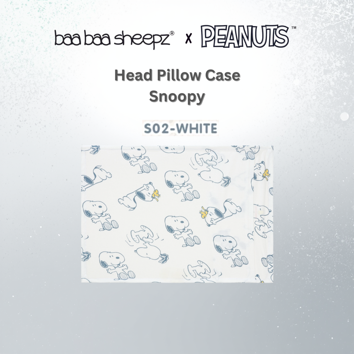BaaBaaSheepz Head Pillow Case – Peanut Snoopy Dreamland Doodles S02 White_02