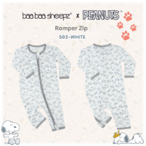 BaaBaaSheepz Romper Zip - Peanut Snoopy Dreamland Doodles S02 White Baby