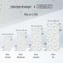 BaaBaaSheepz Bedtime Buddy Pillow Case - Peanut Snoopy Dreamland Doodles S02 White With Polka Dot Checkers Grey Stripe Tag